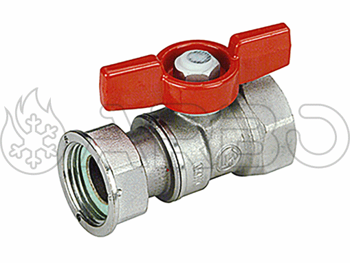 Imagen de VALVULA ESFERA H-H 1" CON PALOMILLA Y TUERCA LOCA PARA CONTADOR