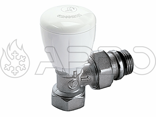 Imagen de VALVULA TERMOS ESCUADRA 3/8" DOBLE REGLAJE CONEXION PARA TUBO DE HIERRO